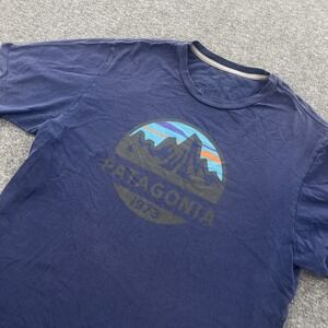 Patagonia Fitz Roy Scope T Shirt Mens S Regular Fit Organic Outdoor Hiking Blue